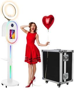 ZLPOWER Photo Booth for iPad 10.2" 10.5" 10.9" 11" 12.9" and for Camera Dualuse Photobooth Machine Selfie Station Stand APP Control RGB Light Music Sync Light Box with Flight Case for Rental Wedding