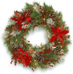 National Tree Company Pre-lit Artificial Christmas Wreath Decorative Collection | Flocked with Mixed Decorations and Pre-strung LED Lights | Tartan Plaid - 30 Inch