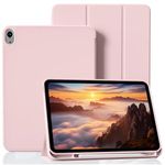 BQDIYOO Case for iPad 10th Generation, Case with Pen Holder for iPad 10 2022, Soft Silicone Protective Case for iPad 10 10.9 inch, Auto Sleep/Wake, Two folding angles, Pink