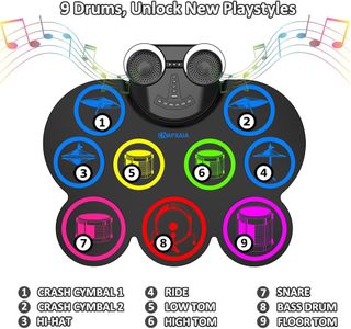 CNAPXAIA 9-Pad Electric Drum Kit – Portable Digital Drum Set