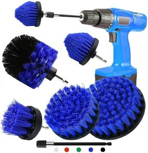 6pcs Drill Brush Attachment Set, 5pcs Scrubber Brushes with 1pcs Extend Long Attachment, Drill Scrub Brush for Cleaning Shower, Tub, Bathroom (Blue)