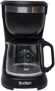 Budan 12 Cups Drip Coffee Maker, 600 Ml Borosilicate Glass Carafe Jar, 240v, Water tank with Level Indicator, Brewer Machine with Cone Filter, Auto Shut Off