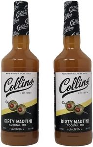 Collins Dirty Martini Cocktail Mix (2 Pack, 32 fl oz / 950Ml each) bundled with complimentary 4-count Coasters