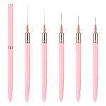 WLLHYF 5Pcs Pink Nail Art Liner Brushes, Painting Nail Art Brushes for Long Lines, Details, Fine Drawing Nail Dotting Drawing Tool Set 7mm/9mm/11mm/15mm/25mm(Pink