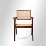 Wooden Rattan Chandigarh Wicker Cane Arm Chair for Living Dining Bedroom Natural Cane Woven Back and a Comfortable Cane seat(Brown) (Customize Available) (Walnut)