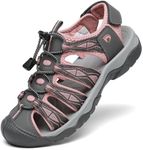 Dannto Women's Sport Hiking Sandals Closed Toe Outdoor Athletic Walking Sandal Lightweight Summer Water Shoes Grey and Pink Size 11