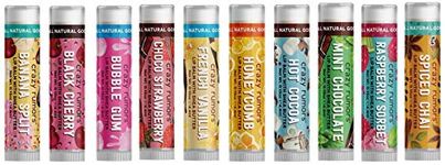 Crazy Rumors 'Flavourites Mix' 10 Pack 4g Soothing Lip Balm Stick Set for Dry Lips, 100% Natural