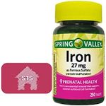 Spring Valley Iron as Ferrous Sulfate 27 mg, 250 Count + STS Home Fridge Magnet