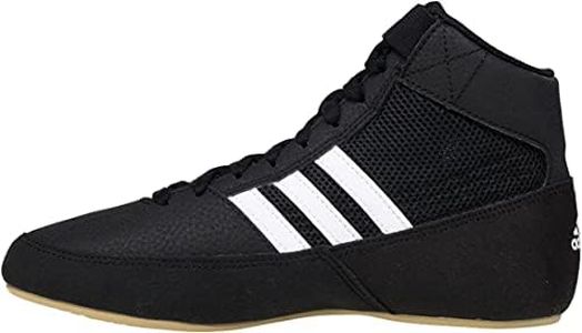 adidas Men's HVC Wrestling Shoes, Black/White/Iron Metallic, 7.5