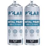 Polar Direct to Rust Matt Black Metal Spray Paint - 2 x 400ml - Perfect for Metal, Wood, Furniture, Rust - Outdoor & Indoor Surfaces - Easy to Apply - 3 in 1 Primer, Undercoat & Topcoat