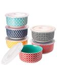 DOWAN Ramekins with Lids, 4 OZ Porcelain Ramekin Dishes for Creme Brulee Soufflé, Egg Mould, Muffin Cases, Mini Dip Bowl, Baking Bowl for Oven & Air Fryer, Vibrant Joy-Pack of 6