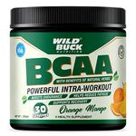 WILD BUCK Bcaa Powder With Natural&Powerful Herbs For Muscle Endurance,Muscle Growth,Recovery&Hydration Pre,Intra&Post Workout Bcaas Supplement For Women&Men [Orange Mango,30 Servings,300G]