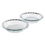 Pyrex Easy Grab 9.5-Inch Glass Pie Plate, 2 Pack, Clear