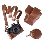 MUZIRI KINOKOO EOS R50 R100 Case, Retro PU Leather Camera Case Bag Cover for Canon EOS r50 r100 DSLR Camera - EOS R50 R100 Case with Bottom Opening Version & Shoulder Strap & Storage Pocket - Coffee