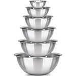 Mixing Bowls - Mixing Bowl Set of 6 - Stainless Steel Mixing Bowls - Polished Mirror Kitchen Bowls - Set Includes ¾, 2, 3.5, 5, 6, 8 Quart - Ideal for Cooking & Serving - Easy to Clean - Great Gift