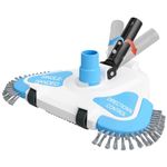 2024 Upgrade Pro - TidyMister Pool Vacuum Head with Wheels,Steering Handle Swimming Triangle Pool Vac with Side Brush & Rotatable Hose Adapter(Safe for Vinyl Liner) for Inground & Above Ground Pools