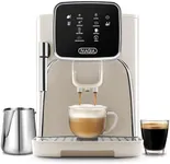 Zulay Kitchen Magia Clasica - Fully Automatic Espresso Machine With Grinder - Touch Screen Coffee Maker With One-Touch Operation - Milk Foam System For Latte, Cappuccino, Macchiato - White