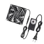 GDSTIME 80mm x 25mm 8cm DC 12V Powered Fan with AC 100V - 240V Speed Control, for Servers Cabinets Receivers Routers Amplifiers Greenhouses Incubators Cooling