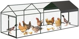 Large Metal Chicken Coop, Chicken Runs for Yard with Waterproof and Anti-Uv Cover, Portable Chicken Coop for Outdoor Chicken Rabbit Duck, Black, 120"×40"×40"