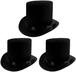 Funny Party Hats Black Top Hat - Victorian Hat For Men - Felt Tuxedo Costume Hat - Coachman Hat - Dress Up Hat (3 Pack)
