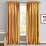 RYB HOME Velvet Curtains 90 inches - Super Soft Home Decor Room Darkening Curtains, Thermal Insulated Velvet Drapes for Dining Room/Apartment/Wedding, W52 x L90 inch, Marigold, 2 Pcs