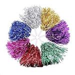 STOBOK 14pcs Cheerleader Cheerleading Pom Poms Metallic Foil Pompoms for Sports Meet Team Spirit Cheering Party Dance Supplies Straight Hole, Mixed Color