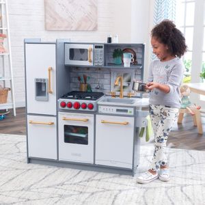 KidKraft Uptown Elite Play Kitchen – Modern Wooden Toy Kitchen Set