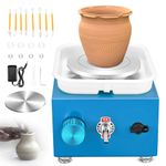 Pottery Wheel, Mini Pottery Wheel with Strong Motor 2000RPM Adjustable Speed, Potters Wheel with 10/6.5cm Plates and Sculpting Tools, Ceramic Pottery Tools Pottery Kit for Kids and Adults, Blue