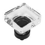 Cosmas 10 Pack 6377FB-C Flat Black Cabinet Hardware Square Knob with Clear Glass - 1-3/8" Squared