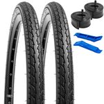 YUNSCM 2-PCS 26" Bike Tires 26x1.75/47-559 60TPI and 26" Bike Tubes Schrader Valve with 2 Rim Strips Compatible with 26x1.50 26x1.75 26x1.90 Bike Bicycle Tires and Tubes (Y-372)