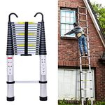 20.3FT/6.2M Telescopic Ladder, Portable Aluminium Extension Ladder with Hooks, High Straight Extendable Loft Ladders, 150kg/330 pounds Maximum Capacity