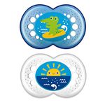 MAM Silicone Crystal Pacifier (2 Pack, 1 Sterilizing Pacifier Case), Pacifiers 6 Plus Months, Baby Boy Pacifier, Best Pacifiers For Breastfed Babies, Designs May Vary