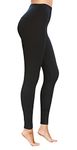 COMFY FOREVER Leggings for Women W/5' High Waist Tummy Control Ankle Length & Capri Pants (Black, Small-Medium)