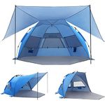 Beach Tent with Detachable Canopy, 4-6 Persons Pop Up Sun Shade Shelter, UPF 50+ Automated Installation Double Silver Coating Portable Lightweight Beach Cabana for Beach/Camping/Outdoor/Park/Travel