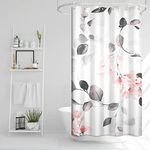 Ruelvth Stall Shower Curtain, Grey and Pink Shower Curtain for Bathroom Waterproof Fabric Spring Eucalyptus with Floral RV Shower Curtain Set with Hooks, 36x72 Inch