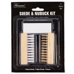 Fiamme Suede and Nubuck Cleaning Kit - Complete Brass & Nylon Brush Set, Suede Eraser for Shoes, Jackets, Boots, Handbags, Brown, Large