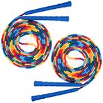 Coolrunner 16 FT Long Jump Rope(2 PACK), Double Dutch Jump Rope, Soft Beaded Skipping Rope for Kids Adults, Plastic Segmented Jump Rope, Long Enough for 4-5 Jumpers (Blue2)