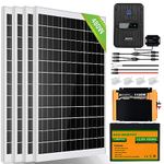 ECO-WORTHY 480W 12V Solar Panel System 2kWh/Day Off Grid Kit for Shed Motorhome : 4pcs 120W Solar Panel+40A MPPT Controller with Bluetooth Module+100Ah 12.8V Lithium Battery+1100W 12V-230V Inverter