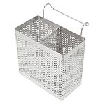 DOITOOL Utensil Holder with 2 Divided Compartments- Stainless Steel Kitchen Dishwasher Basket with Hook- Mesh Utensil Drying Rack Drainer Basket for Flatware Storage Drainer