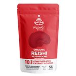 HYBRID HERBS – Organic REISHI Mushroom Powder 10X Strength - Natural Supplement for Immunity, Skin, Stress & Sleep Support with Beta Glucans & Terpenes | HIGH Potency 10:1 Extract - 56 Serving (56g)