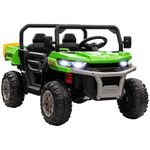 HOMCOM Kids Ride on Car, Electric Car for Kids with Electric Bucket, 12V 2 Seater UTV with Shovel, Parental Remote, 4 Spring Suspension Wheels, Working Horn, Music - Green