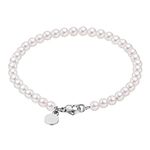 KRKC Pearl Bracelets for Women Round White Pearls Cultured Freshwater Round Beaded Bracelet Classic Strand Jewelry for Women Friendship,6/7/8 Inch (Send Gift Box)