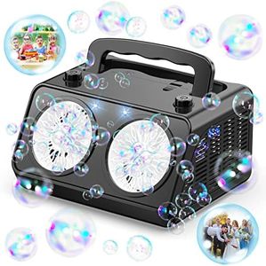 Machine à Bulles, Bloranda Soufflante à Bulles LED Automatique Portable Avec 2×20 Baguettes Rotativesplus de 18000 Bulles par Minute pour Enfants Fête Mariage Noël Scène