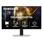 Samsung 27" (67.8 cm) Odyssey G6 OLED 2K Gaming Monitor|QHD 2560 x 1440|240 Hz|0.03ms| OLED Safeguard+|FreeSync Premium Pro|Nvidia G-Sync|Height-Tilt-Pivot Adjustable Stand|LS27DG610SWXXL|Silver