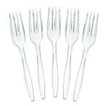 Plasticpro Disposable Clear Plastic Forks Heavyweight Utensils Pack of 50 Count