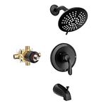 Shower Faucet and Tub Spout Set (Valve Included) Matte Black, DAYONE Shower System with 5-Function Spray Head, Single Handle Bathroom Shower Trim Kit Wall Mount, APT126MB