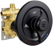 ZYGOLVQ Three Function Shower Valve with Trim Kit, Adjustable Water Temperature, 3-Way Diverter Showers Pressure Balancing Hidden Rough-in Brass Valves for Bathroom Faucet, Matte Black