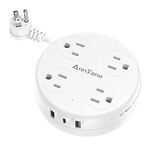 AnnTane Cruise Essentials Travel Power Strip, Portable Power Strips with 4 Outlets 3 USB Ports Fast Charge, Retractable Extension Cord 3FT with 45° Plug Space-Saving for Travel, Office (White)