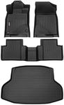 Binmotor-Floor Mats & Cargo Liner Set for 2021 2020 2019 2018 2017 2016 Honda Civic，Front & 2nd Row & Cargo Mat Set, All Weather Car Floor Mat for Honda Civic Accessories Rubber Mats Heavy Duty Liners