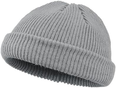 CLAPE Roll up Edge Short Skullcap Fisherman Hat Unisex Solid Color Casual Beanie Acrylic Knit Winter Hats